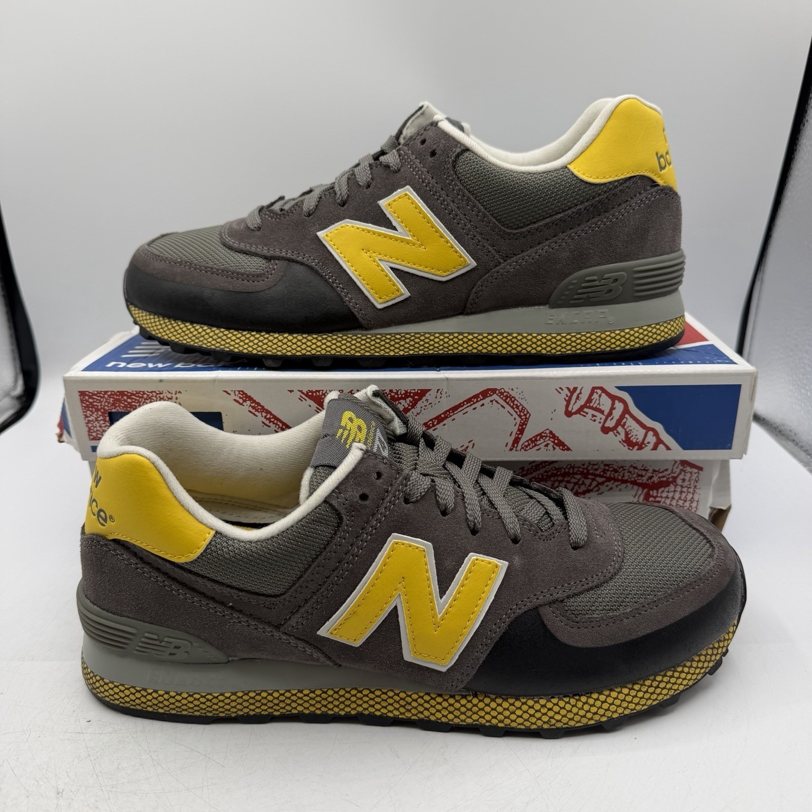 New Balance 574 Shoes Mens Sz 9 D Winter Elements Pack Grey/Yellow Sneakers